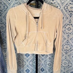Hollister Women's Tan Cropped Hoodie